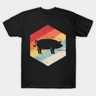 Retro Vintage Pig Farmer Icon T-Shirt